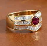 Ruby, Diamond and 18K Yellow Gold Ring