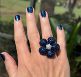 14.50 cttw Sapphire & Diamond 18K White Gold Ring 15700