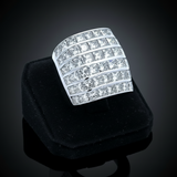 Princess Cut 6 Row Diamond and 18K White Gold Ring