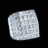 Princess Cut 6 Row Diamond and 18K White Gold Ring
