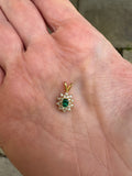 Modern Emerald and Diamond Cluster 14Kt Yellow Gold Pendant