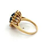 Estate 2.70 ct Blue Topaz Diamond 14K Yellow Gold Ring 15439