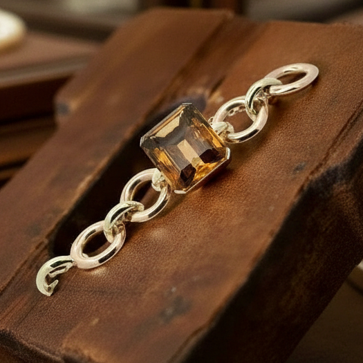 Retro 150 ct Citrine and 14K Rose and Yellow Gold Bracelet