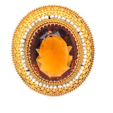 Art Deco Citrine and 14K Yellow Gold Pendant Brooch