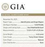 Natural Fancy Green Yellow 4.63ct Oval Center Diamond Platinum & 18K Yellow Gold Ring