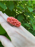 Natural Carved Coral and 14K Yellow Gold Italian Ring