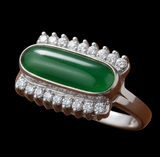Estate Jadeite Diamond 18K WG Ring 15499