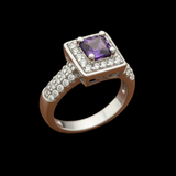 Amethyst, Diamond, and 14K White Gold Ring