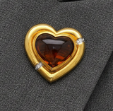 Tiffany & Co Paloma Picasso Citrine, Diamond and 18K Yellow Gold Heart Brooch