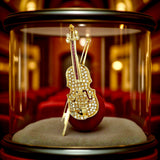 Violin Diamond and Ruby Pendant/Brooch 18kt Yellow Gold