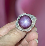 Estate 46.89 ct Star Ruby 3.25 cttw Diamond Platinum Ring 14991