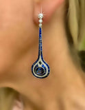 Sapphire and Diamond 18K White Gold Drop Earrings