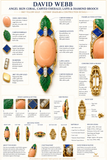 David Webb Coral, Emerald, Diamond and Lapis Lazuli Brooch