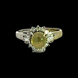 Estate 1.44 ct Cat's Eye Tourmaline Diamond Platinum Ring 14996