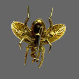 Vintage Black & Yellow Plique-A-Jour Enamel and Old European Cut Diamond 18K Yellow Gold Bee Brooch