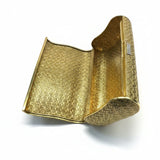 Vintage Italian 1960's Woven 18K Yellow Gold and Diamond Minaudiere/Evening Purse with Leather Outer Case