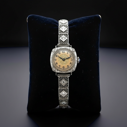 Art Deco H.F. & Bros. 1.25 cttw. Diamond 14K White Gold Watch, Circa 1925
