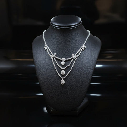 11cttw Diamond Bib 18K White Gold Necklace