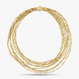 Italian Designer Marco Bicego "Marrakesh" 9 Strand 18K Yellow Gold and Diamond Necklace