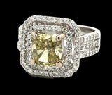Estate 2.10 ct Natural Fancy Brownish Greenish Yellow Diamond 18K White Ring 14736