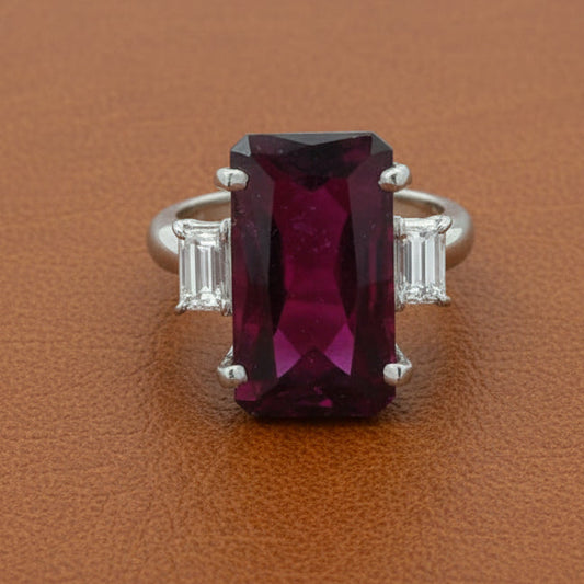 Estate 8.88 ct Tourmaline & Diamond Platinum Ring 15762
