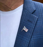 The Presidential American Flag Diamond, Ruby, Sapphire Lapel Brooch 14K White Gold 15278