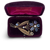 Estate Circa 1930 Tiffany & Co Blue and Yellow Sapphire, Diamond, Pearl Brooch