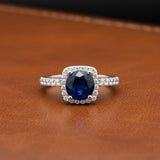 Designer Leo Schachter 2.25 ct Sapphire Diamond Halo Ring 14769