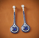 Sapphire and Diamond 18K White Gold Drop Earrings