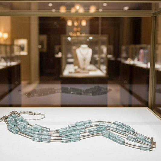 Designer H. Stern Aquamarine and Diamond 18Kt White Gold Bracelet (Lizard Collection)