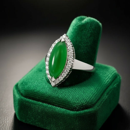 Estate 2.02 ct Jade Diamond Platinum Ring 14204