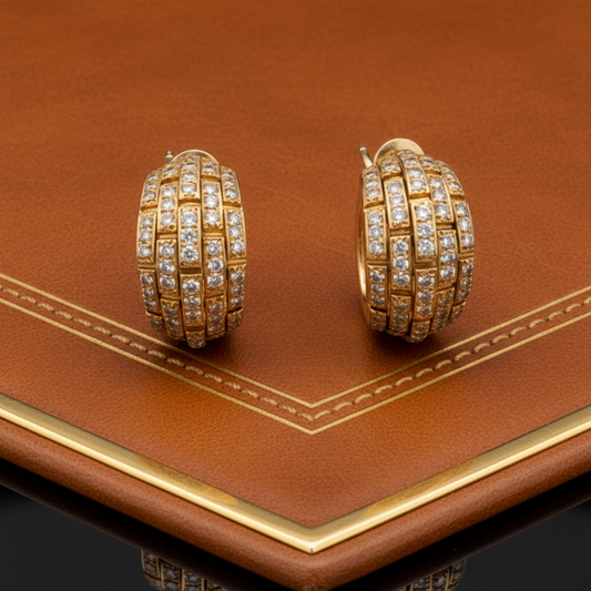 Estate Cartier Paris Maillon de Panthere 3.00 cttw Diamond 18K Yellow Gold Earrings 14231