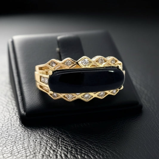 Estate Onyx and Diamond Ring 13153