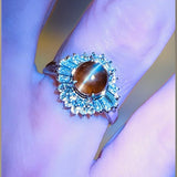 Cat's Eye Green Chrysoberyl & Diamond Platinum Ring