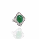 Green Jade & Diamond Platinum Ring