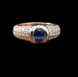 Sapphire, Diamond and 18K White Gold Tapered Ring