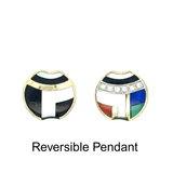 Designer Asch Grossbardt Diamond, Lapis, Malachite, Onyx, Coral 14K Yellow/White Gold Pendant
