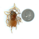 Estate Carved Agate & Pearl Fish Pendant/Brooch 15561