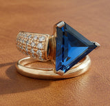 Estate Designer No Heat 3.88 ct Sapphire & Diamond Platinum/18 K Yellow Gold Ring 15722