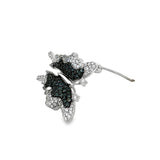 Color Change Alexandrite and Diamond 18K White Gold Butterfly Pendant/Brooch