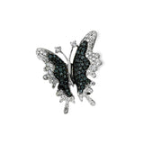 Color Change Alexandrite and Diamond 18K White Gold Butterfly Pendant/Brooch