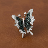 Color Change Alexandrite and Diamond 18K White Gold Butterfly Pendant/Brooch