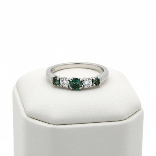 Natural Alexandrite and Diamond Platinum Ring