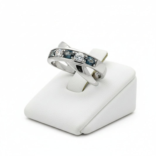 Color Change Natural Alexandrite and Diamond Platinum Ring