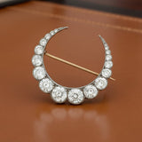 Victorian Crescent Moon 6.00 cttw Diamond Platinum/18K Yellow Gold Brooch