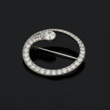 Art Deco Diamond Circle Platinum Brooch
