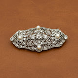 Art Deco Cultured Pearl and Diamond Platinum Brooch