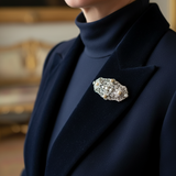 Art Deco Cultured Pearl and Diamond Platinum Brooch