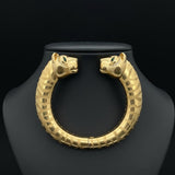 Italian Panther Diamond, Emerald and Onyx 18K Yellow Gold Bangle