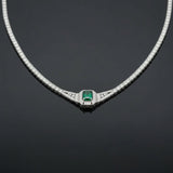Columbian Emerald and Diamond 14K White Gold necklace